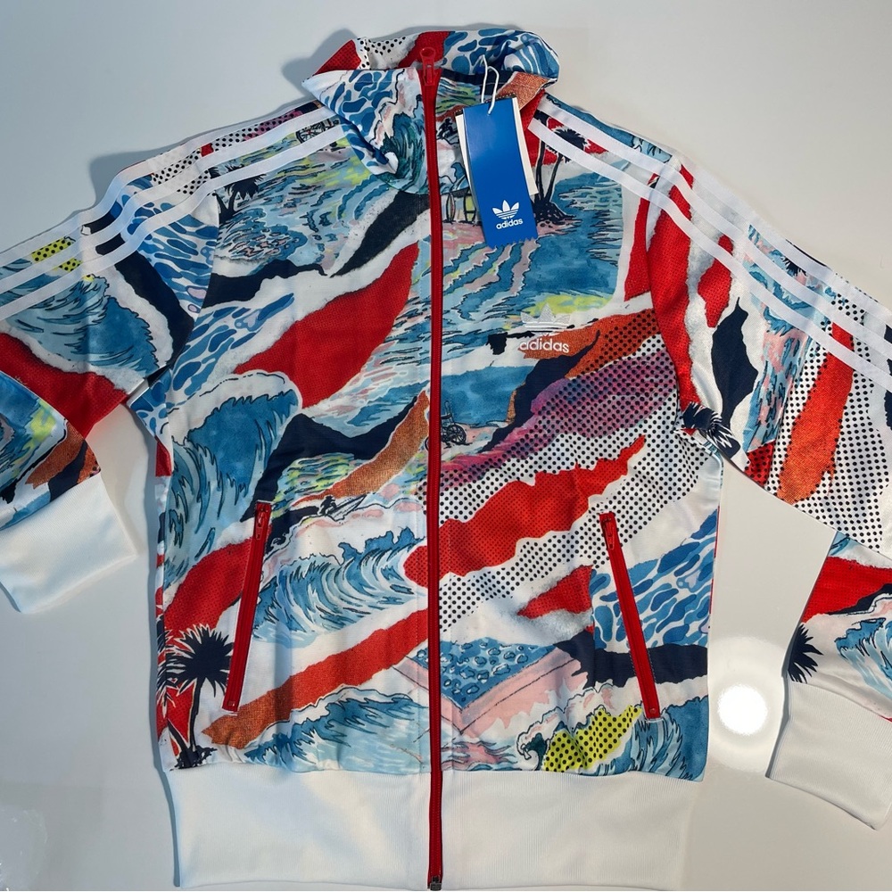 adidas Originals Red and Blue Bomber Jacket with Dynamic Design